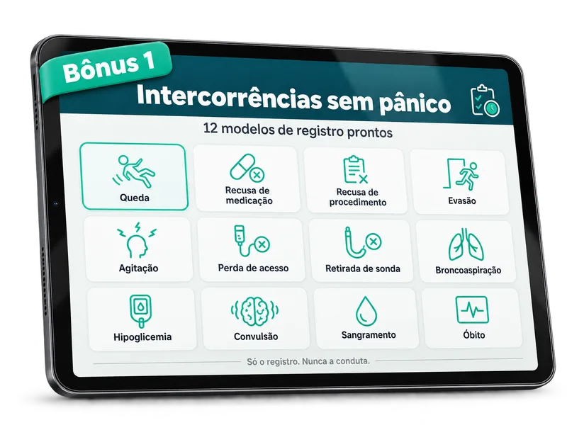 Mockup do bônus Intercorrências sem pânico